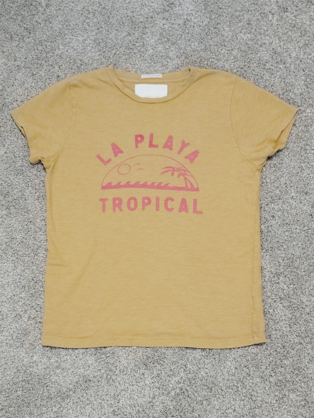 MOTHER Mustard 'La Playa Tropical' Short Sleeve Tee with Pink Graphic